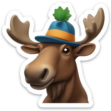 Moose wearing a hat sticker