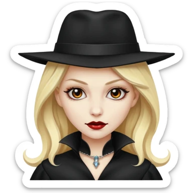 blonde vampire woman with hat sticker