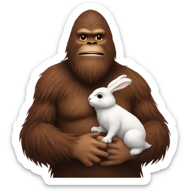 Sasquatch holding a rabbit sticker