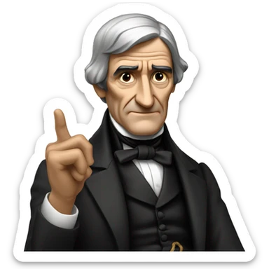 Ralph waldo emerson indicating with his finger sticker