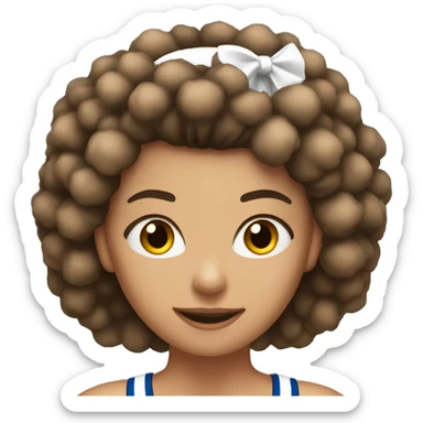 Tan brunette cheerleader with pom poms sticker