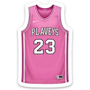 pink basketball jersey with the text PLAVLEYS 23 and white stripes sticker