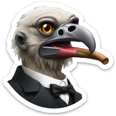 Vulture with monocle smoking cigar sticker