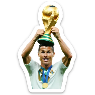 Cristiano Ronaldo lift World cup trophy sticker