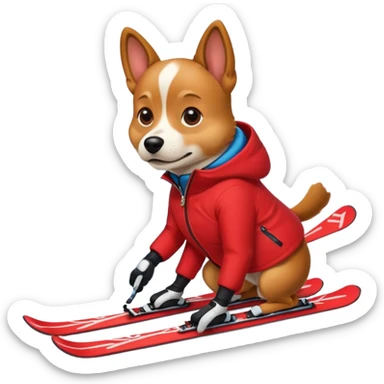 skiing dog sticker