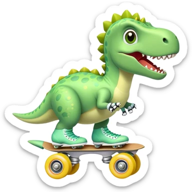 Dinosaur roller skating  sticker