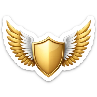 Gold shield with white wings and a VIP text label positioned below the center of the shield, simplified clean design sticker