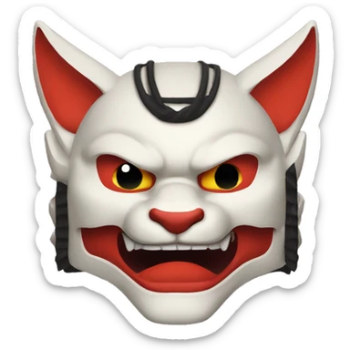 Samurai kitsune oni mask sticker
