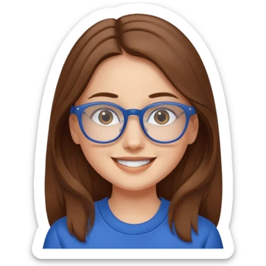 long hair girl with eyeglasses and blue outfit sticker