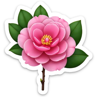 single pink Camelia japonica, straight stem sticker