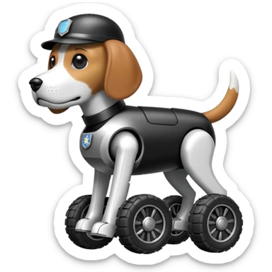 Stylish Military police robotic beagle dog with off-road wheels  sticker