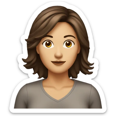 Femme 50 ans brune cheveux mi-Long yeux marron noirs sticker