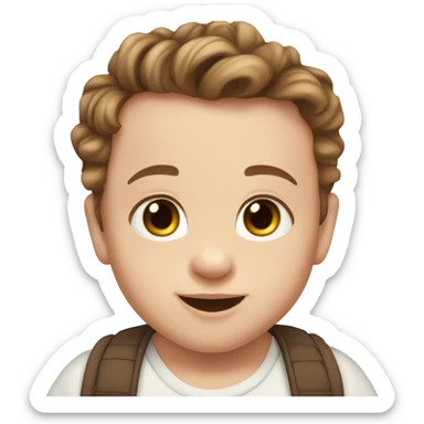 Happy White 4 month old baby boy brown hair brown eyes  sticker