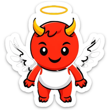 devil with angel halo sticker