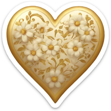 Golden heart with a floral pattern on it  sticker