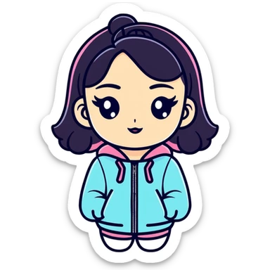 Charli XCX as a sticker, cute and cartoonish, kawaii style sticker