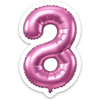 Pink foil balloon in the shape of a number 2 sticker