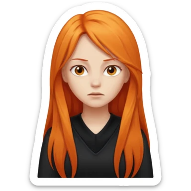 girl with very long orange hair and black clothes living sticker