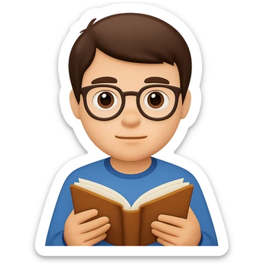 Add glasses to the boy in the style of emoji (apple style emojis). Keep the emoji style look and no background. sticker