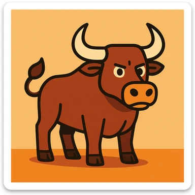 Flat toon style bull sticker