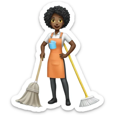 nice black woman cleaning company sticker