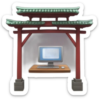 tori gate with small computer inside sticker