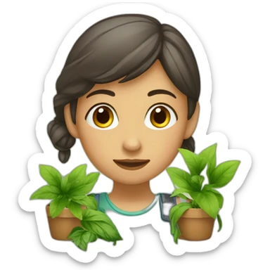 jeune fille entourée de plantes sticker