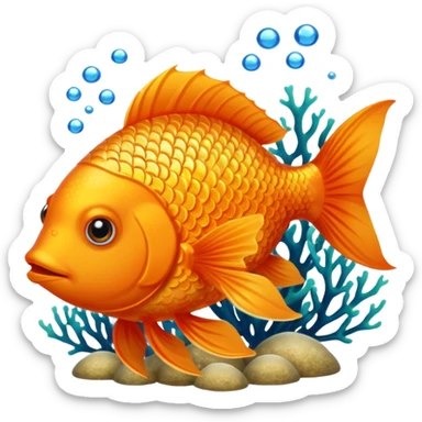 Bit gold orange fish taken from an old game, it has to swim in the water, it has to be 3D and have depth sticker