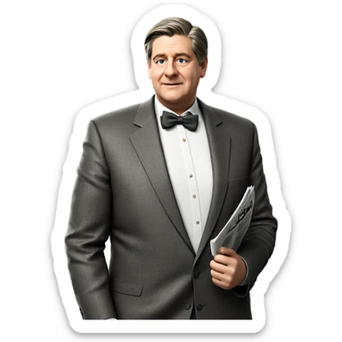 gentleman reading newspaper portrait sticker
