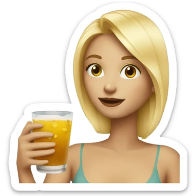 blonde girl enjoying a drink sticker