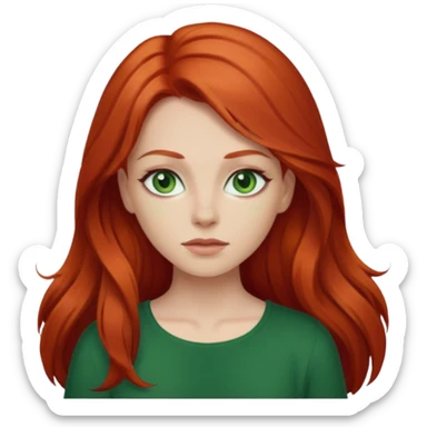 je veux un emoji femme rousse les yeux verts foncé et les cheveux plus longs  sticker