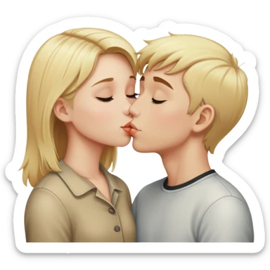 short blonde girl kiss tall blonde boy sticker