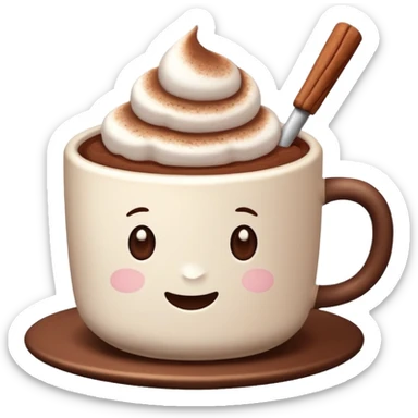 cup of cocoa with marshmallows, no face sticker