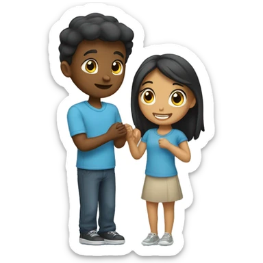 a girl proposing a boy sticker