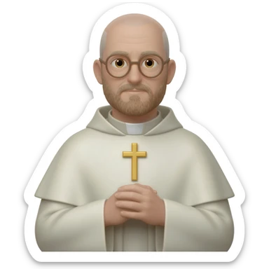 white balding priest with glasses and medium light brown stubble beard sticker