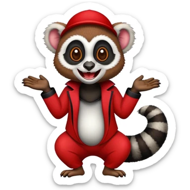 laughing lemur in red and black clothes sticker