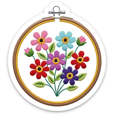 flower embroidery hoop sticker