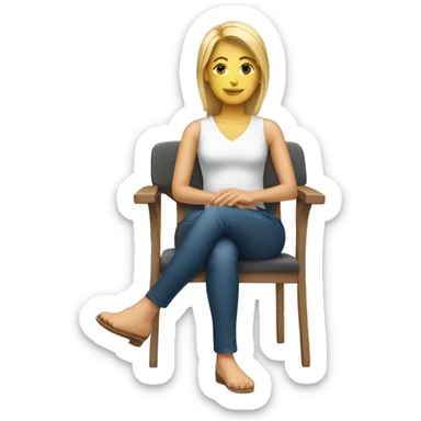 white woman sitting down on a chair sticker