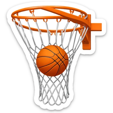 Basketball scoring through net, top-down perspective sticker