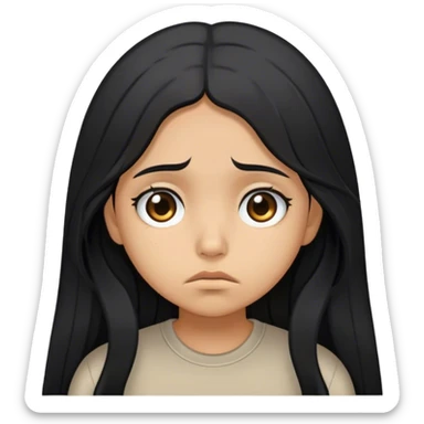 Sad tan hispanic girl long black hair sticker