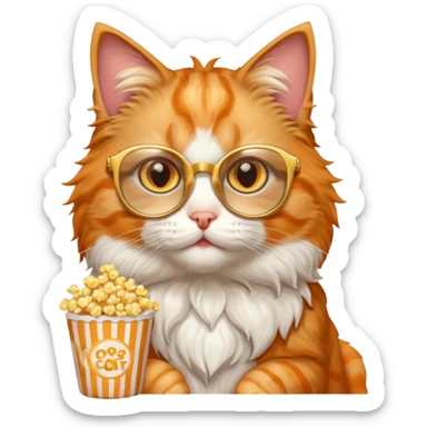 cat with with rapper popcorn with opticals sticker