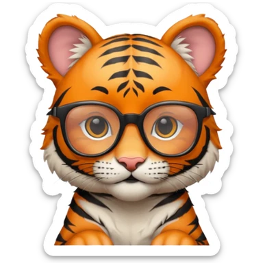 Orange Tiger cub with cool glasses
 sticker
