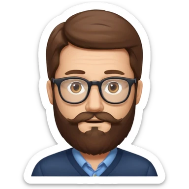 HOMME CHEVEUX BRUN LONGUE BARBE LUNETTE sticker