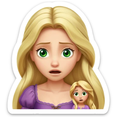 tangled disney rapunzel fair skin green eyes blonde hair horrified sticker