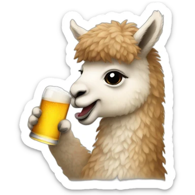 An alpaca drinking beer  sticker