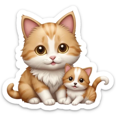 Cute cat playing with puppy sticker