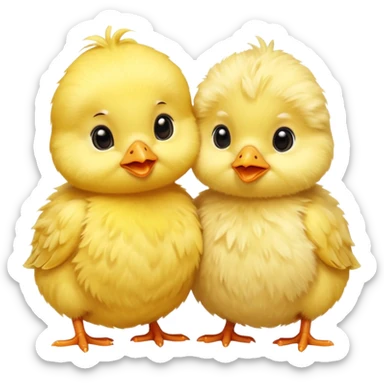 Two baby chicks cuddling sticker