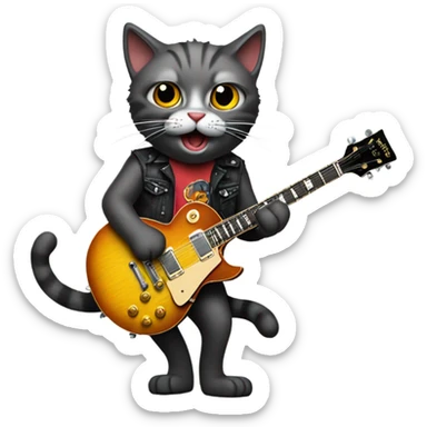 Crazy cat playing a Gibson Les Paul guitar sticker