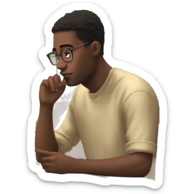 A man student is distracted by tik tok while studying sticker