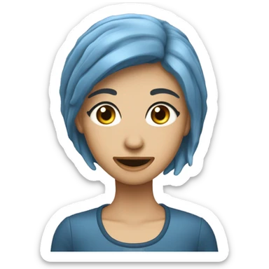 девушка с черными длинными прямыми волосами и голубыми глазами и светлой кожей sticker